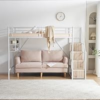 Amazon｜ロフトベッド 片側手すり付き 収納付き 階段と収納棚